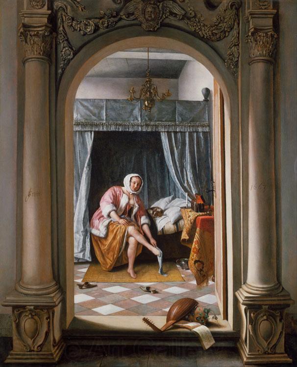 Jan Steen A Woman at her Toilet (mk25) Norge oil painting art